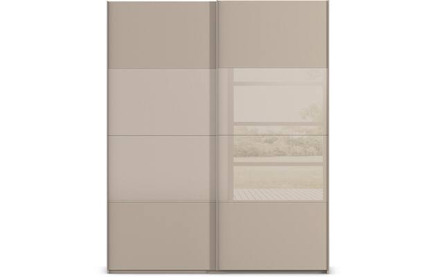 Goossens kledingkast finca combi glans mat glas bruin hoogwaardig meubelplaat - 8244382-{merk}-finca-combi-sts-bruin-schuifdeuren-01